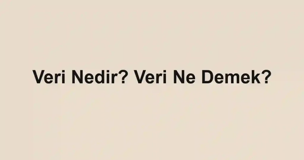 Veri Nedir? Veri Ne Demek?
