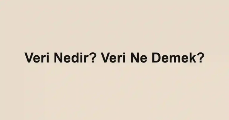 Veri Nedir? Veri Ne Demek?