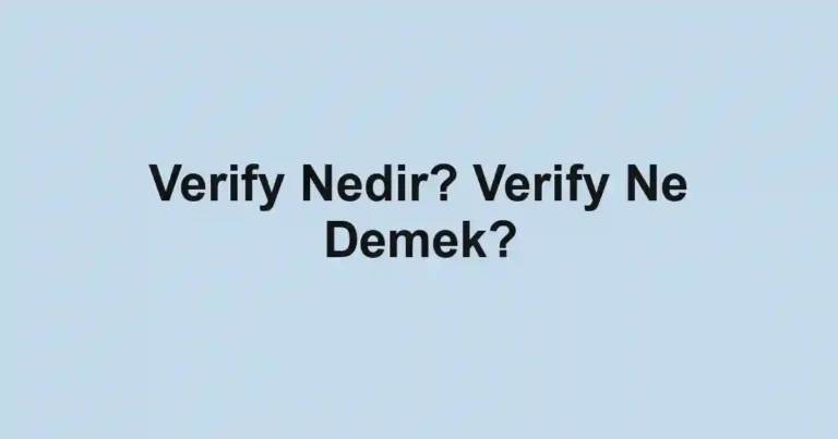 Verify Nedir? Verify Ne Demek?