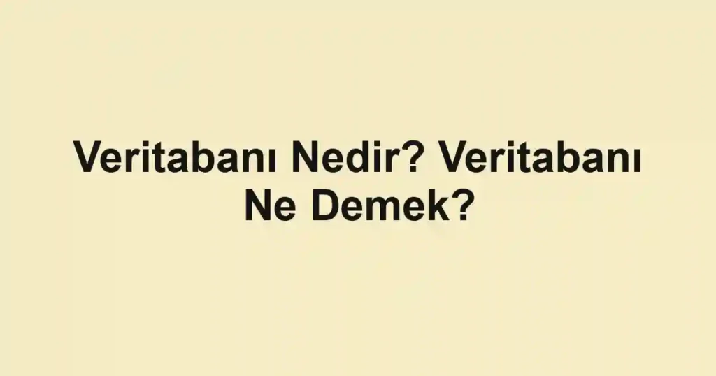 Veritabanı Nedir? Veritabanı Ne Demek?