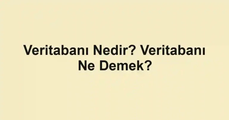 Veritabanı Nedir? Veritabanı Ne Demek?
