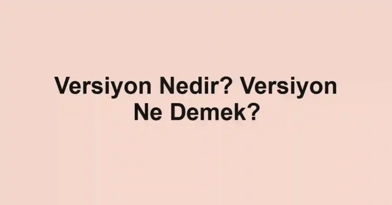 Versiyon Nedir? Versiyon Ne Demek?