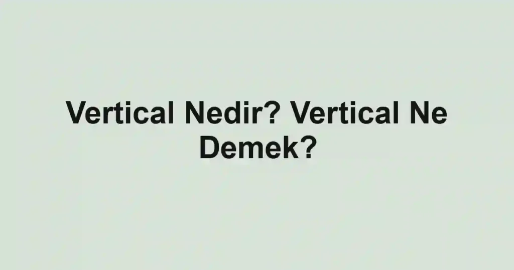 Vertical Nedir? Vertical Ne Demek?