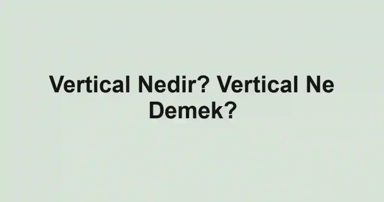 Vertical Nedir? Vertical Ne Demek?