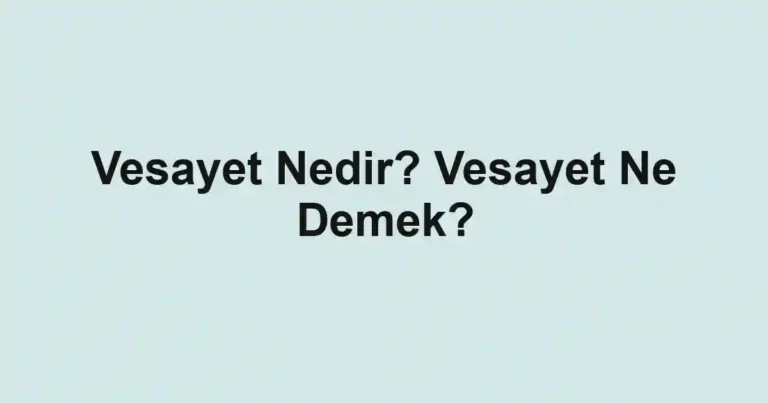 Vesayet Nedir? Vesayet Ne Demek?