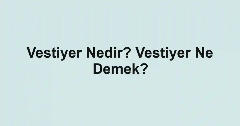 Vestiyer Nedir? Vestiyer Ne Demek?