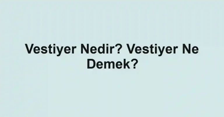 Vestiyer Nedir? Vestiyer Ne Demek?