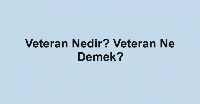 Veteran Nedir? Veteran Ne Demek?