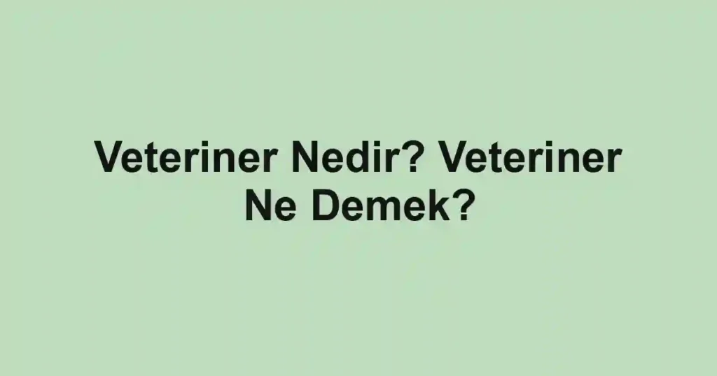 Veteriner Nedir? Veteriner Ne Demek?