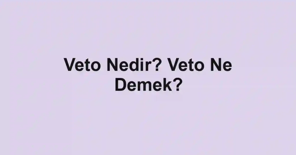 Veto Nedir? Veto Ne Demek?