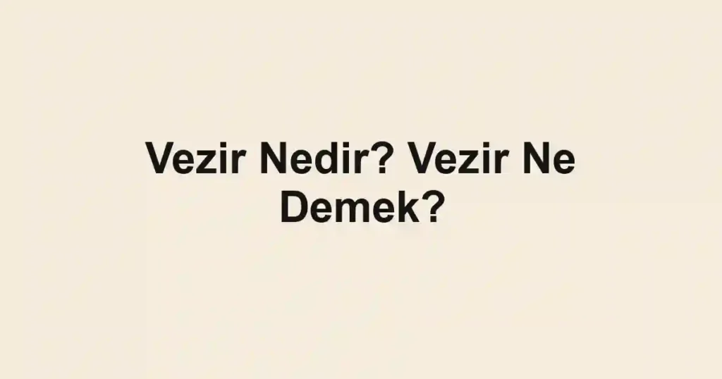 Vezir Nedir? Vezir Ne Demek?