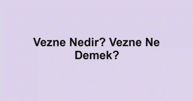 Vezne Nedir? Vezne Ne Demek?