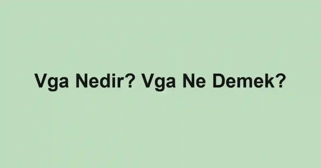 Vga Nedir? Vga Ne Demek?