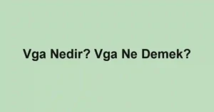 Vga Nedir? Vga Ne Demek?