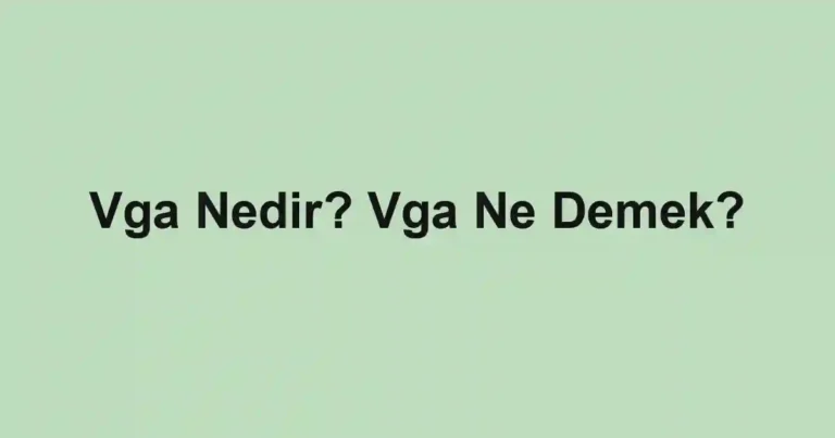 Vga Nedir? Vga Ne Demek?