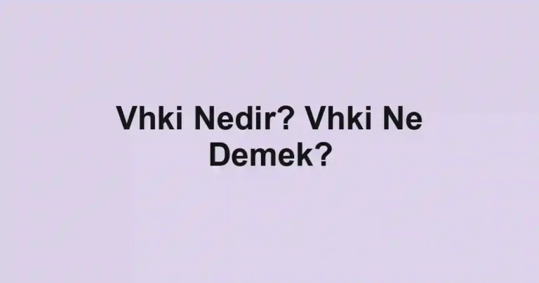 Vhki Nedir? Vhki Ne Demek?
