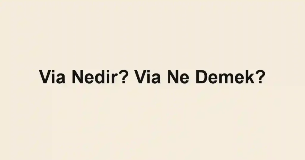 Via Nedir? Via Ne Demek?