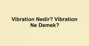 Vibration Nedir? Vibration Ne Demek?