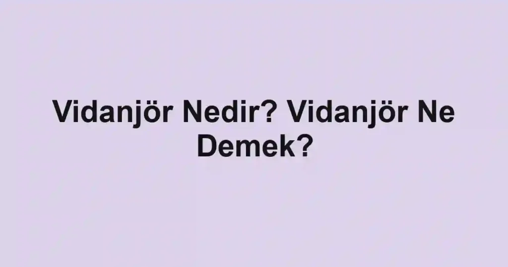 Vidanjör Nedir? Vidanjör Ne Demek?