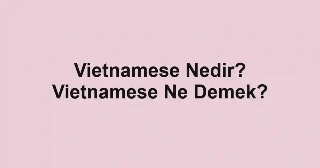 Vietnamese Nedir? Vietnamese Ne Demek?