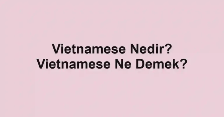 Vietnamese Nedir? Vietnamese Ne Demek?