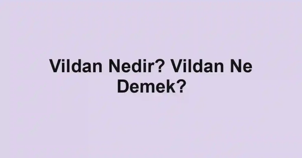 Vildan Nedir? Vildan Ne Demek?