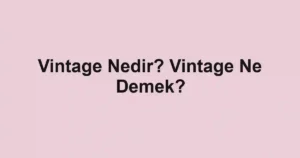 Vintage Nedir? Vintage Ne Demek?