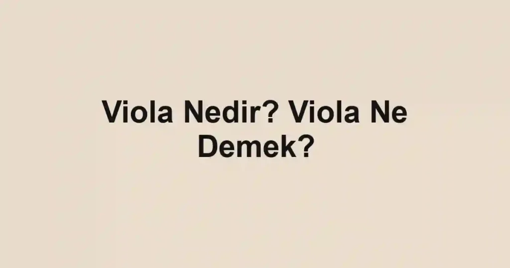 Viola Nedir? Viola Ne Demek?