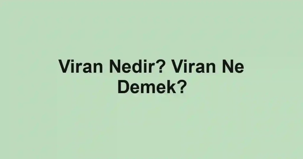 Viran Nedir? Viran Ne Demek?