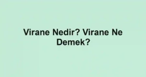 Virane Nedir? Virane Ne Demek?