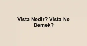 Vista Nedir? Vista Ne Demek?