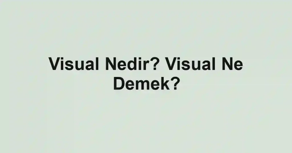 Visual Nedir? Visual Ne Demek?