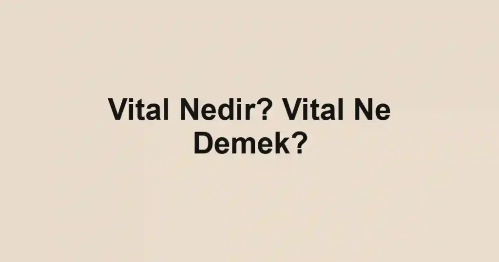 Vital Nedir? Vital Ne Demek?