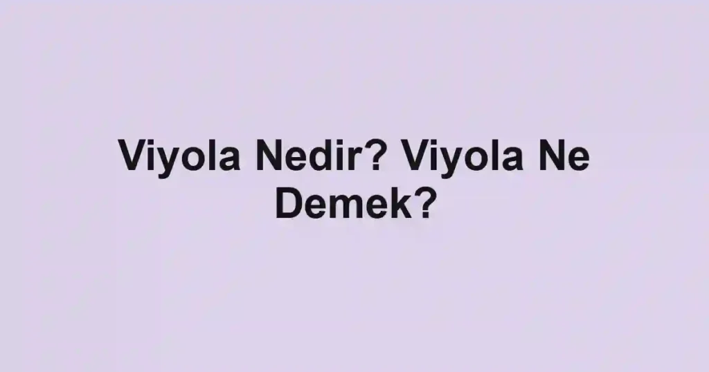 Viyola Nedir? Viyola Ne Demek?