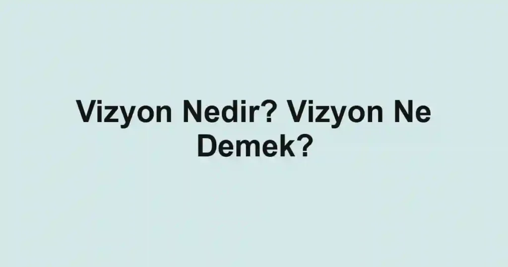 Vizyon Nedir? Vizyon Ne Demek?