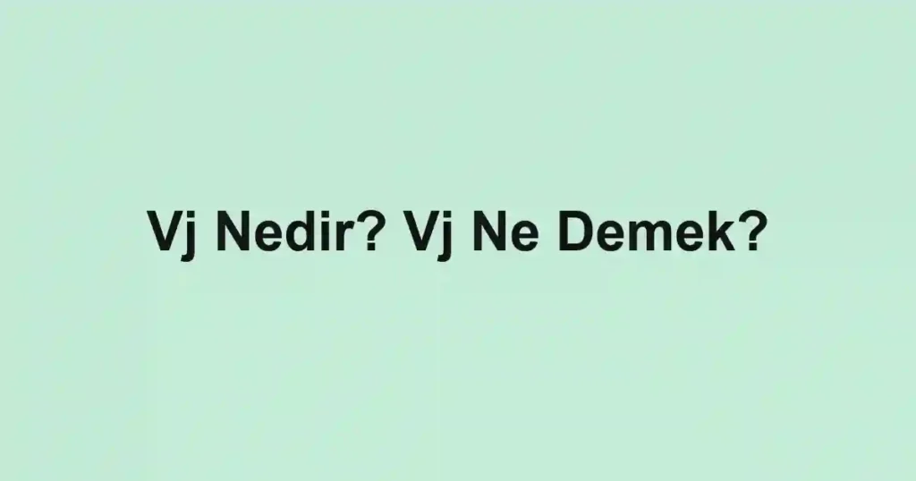 Vj Nedir? Vj Ne Demek?