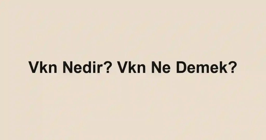 Vkn Nedir? Vkn Ne Demek?