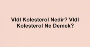 Vldl Kolesterol Nedir? Vldl Kolesterol Ne Demek?