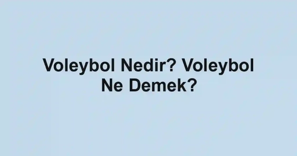 Voleybol Nedir? Voleybol Ne Demek?