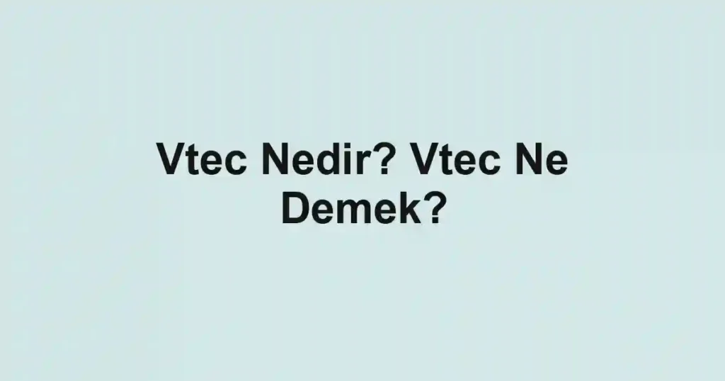 Vtec Nedir? Vtec Ne Demek?