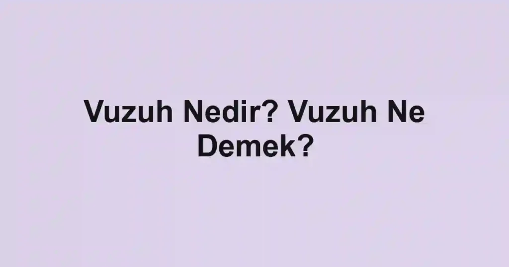 Vuzuh Nedir? Vuzuh Ne Demek?
