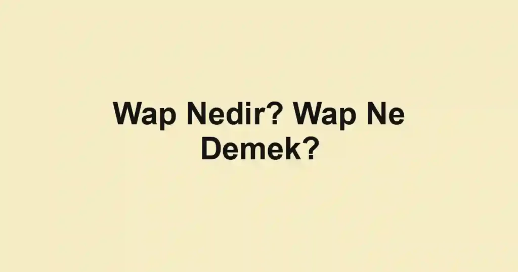 Wap Nedir? Wap Ne Demek?