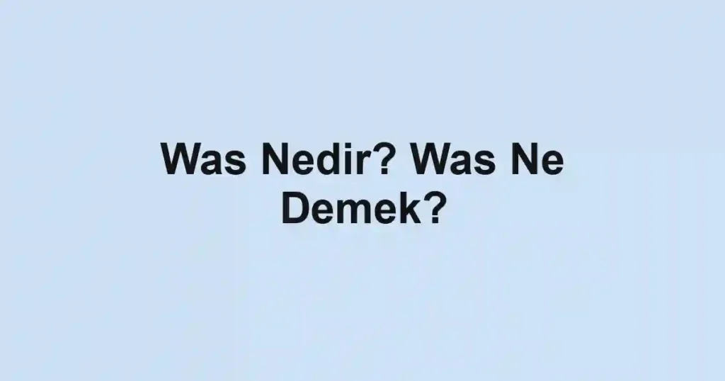 Was Nedir? Was Ne Demek?