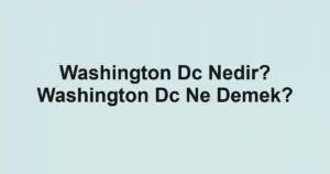 Washington Dc Nedir? Washington Dc Ne Demek?