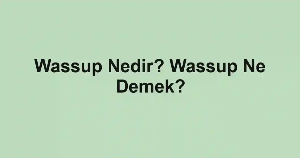 Wassup Nedir? Wassup Ne Demek?