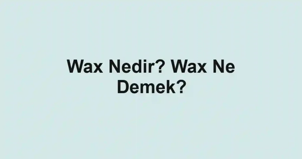 Wax Nedir? Wax Ne Demek?