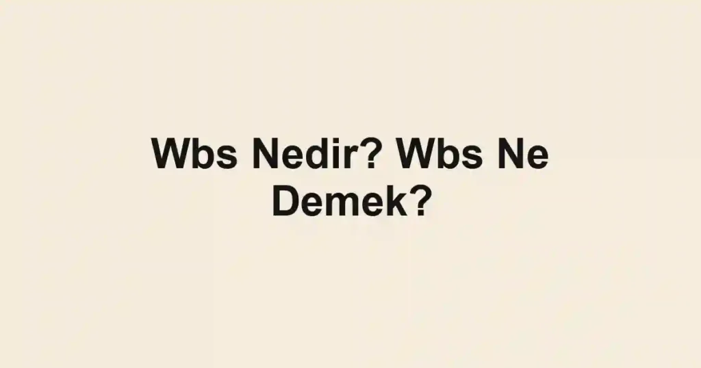 Wbs Nedir? Wbs Ne Demek?