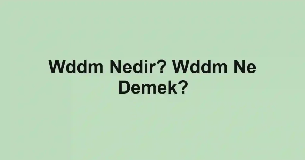 Wddm Nedir? Wddm Ne Demek?