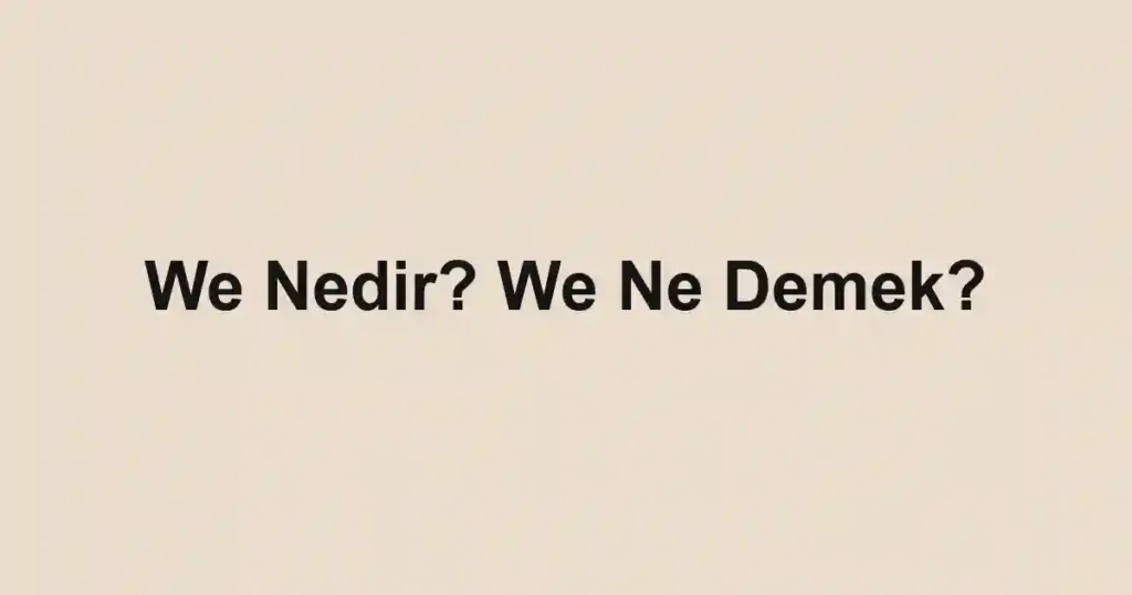 We Nedir? We Ne Demek?