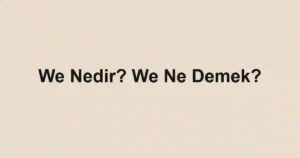 We Nedir? We Ne Demek?